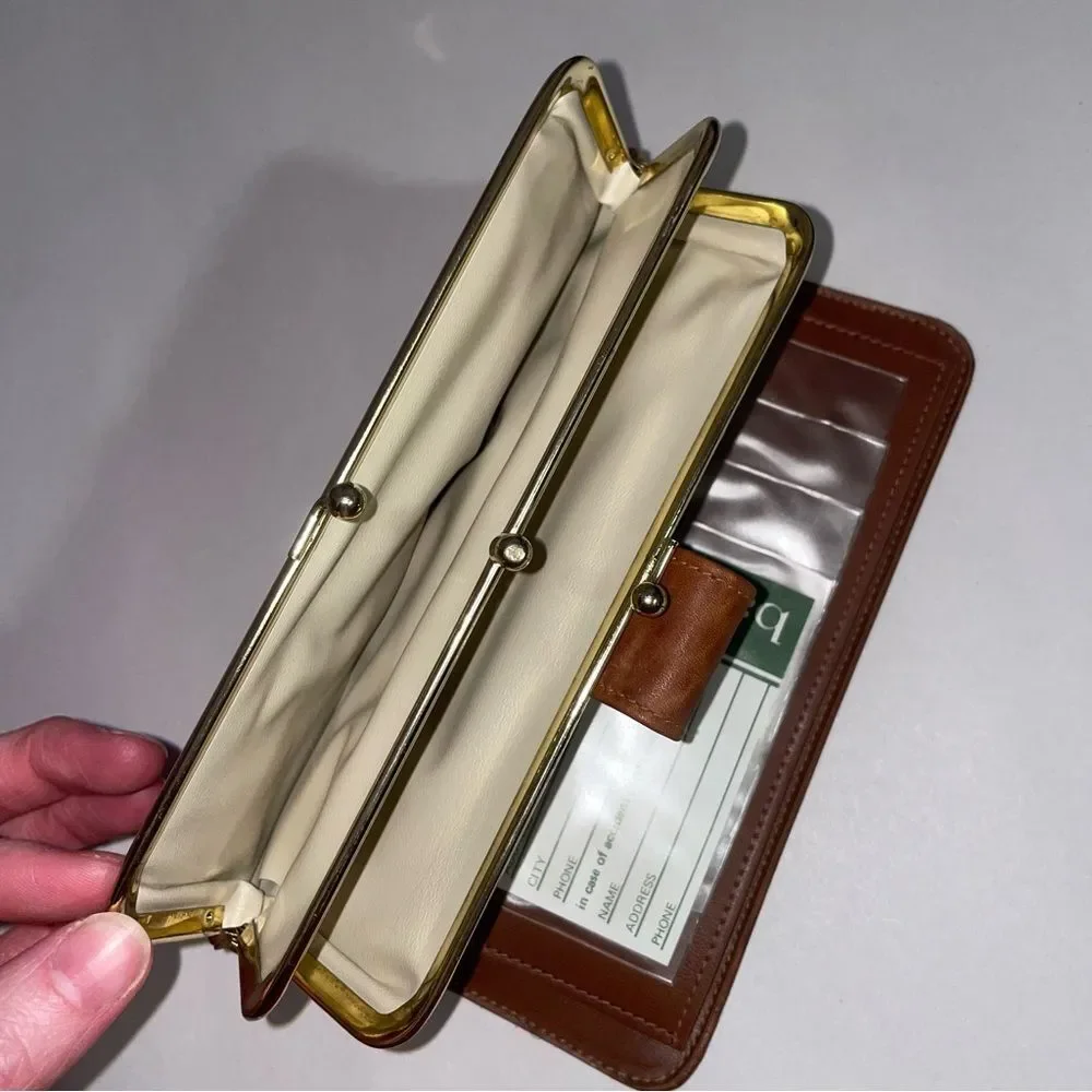 Vintage Baronet Brown Leather Wallet 270 Gold Hardware Large Retro Tooled